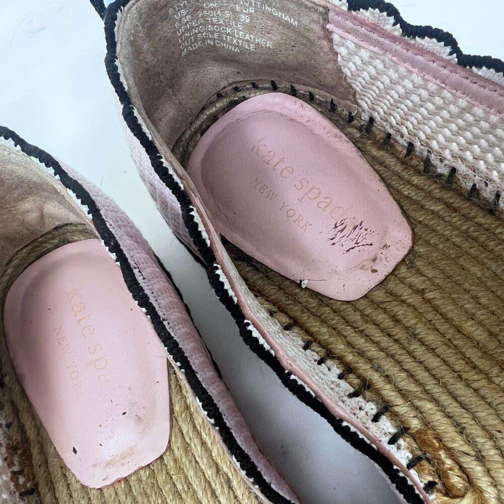 Kate Spade Espadrille Flat Womens 8.5 Knottingham Pink White Stripe Knit - Picture 4 of 10